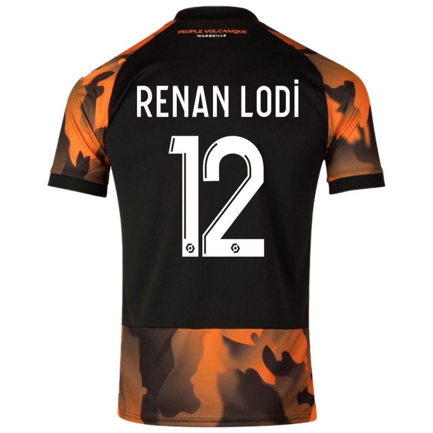 Kobiety Renan Lodi #12 Czarny Pomarańczowy Trzeci Komplet Koszulka 2023/24 Koszulki Klubowe
