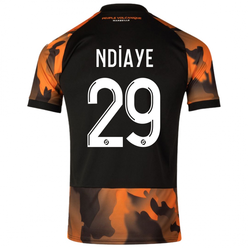 Kobiety Iliman Ndiaye #29 Czarny Pomarańczowy Trzeci Komplet Koszulka 2023/24 Koszulki Klubowe