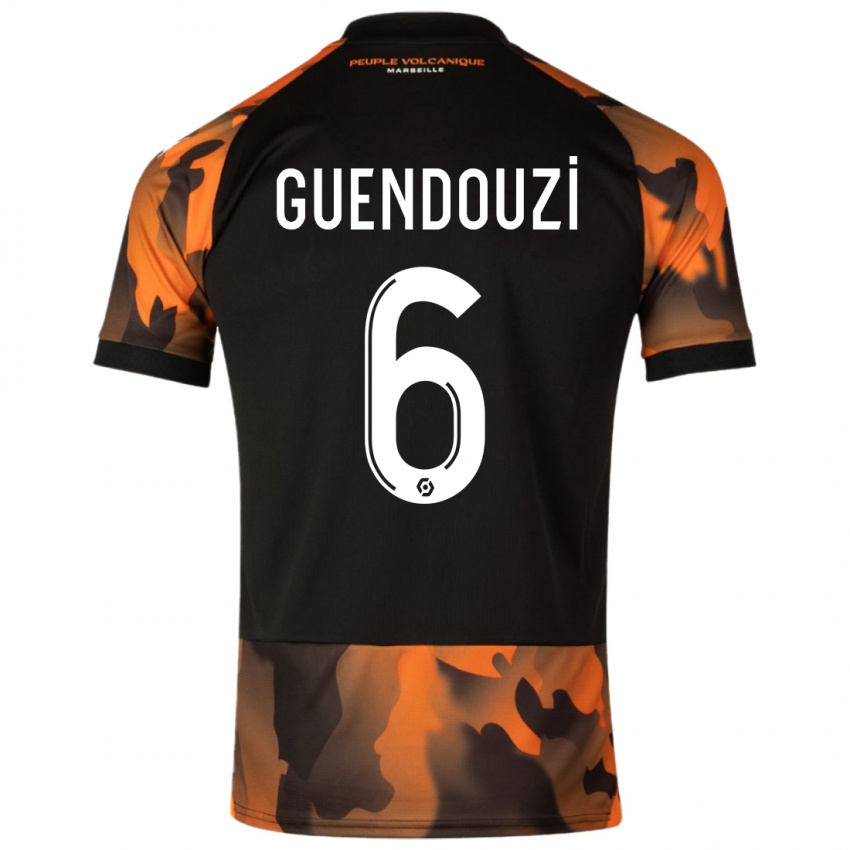 Kobiety Matteo Guendouzi #6 Czarny Pomarańczowy Trzeci Komplet Koszulka 2023/24 Koszulki Klubowe