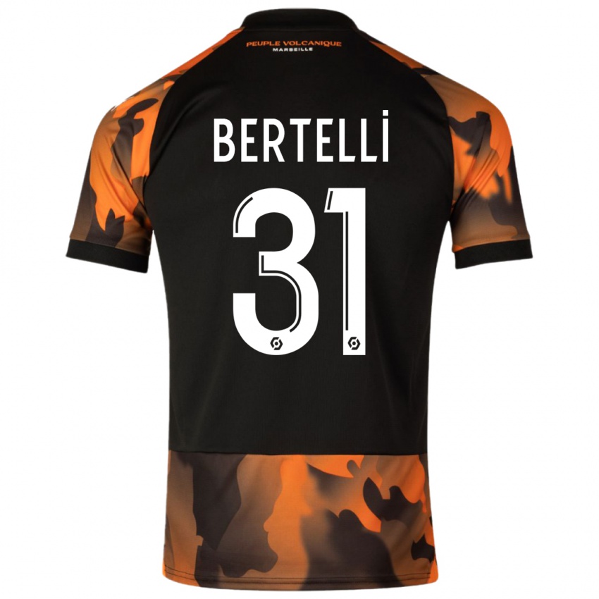 Kobiety Ugo Bertelli #31 Czarny Pomarańczowy Trzeci Komplet Koszulka 2023/24 Koszulki Klubowe